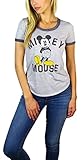 Disney Womens Mickey and Minnie Mouse Burnout Ringer Tee