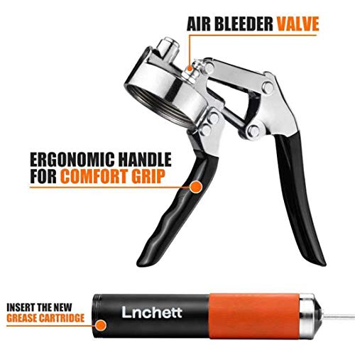 Lnchett Grease Gun with Towel, 9000 PSI Professional Heavy Duty Pistol