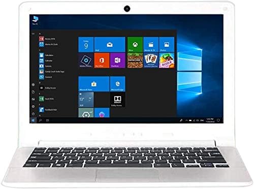 Tocosy HD 12.5 inch Ultrabook Laptop Notebook Computer Windows 10 Quad Core Atom 1.44Ghz Processor 4GB RAM 64GB eMMC Storage USB WiFi HDMI Camera Speaker Keyboard (White)