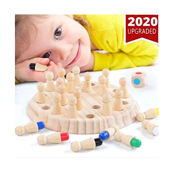 Children Wooden Memory Game Matchstick Color Learning Board Games Kids Checker Board Chess Games Brainteaser Mind for 3 and Up Intelligent Matching Toys Stick Activity for Home Educational Family Game
