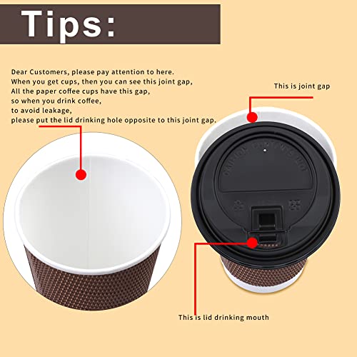 12 Oz Disposable Insulated Coffee Cups with Lids,40 Packs Disposable