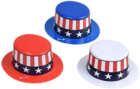 Best Seller Patriot Mini Plastic Party Hats , Red , White ,Blue , 3- ft. packs