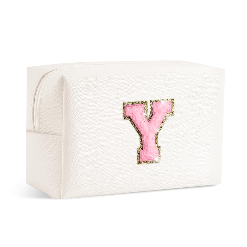 SEFORICO Small Makeup Bags for Women - Waterproof Leather Cosmetic Bag A-Z Personalized Bag Portable Travel Women's Purse Girls Gifts