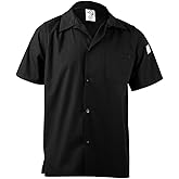 Mercer Culinary M60200BKM Millennia Unisex Cook Shirt with Wicking Mesh Back, Medium, Black