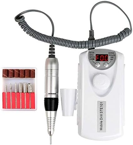 Electric Nail Drill Set Nail Polisher Pen Electric Armor Portable Nail Drill Machine Handpiece Manicure Dead Skin Remover Safe and Convenient Ergonomic Adjustable Comfortable Design (Color: White)
