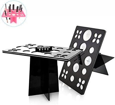 Makeup Brush Dryer Air Drying Rack 26 Holes Collapsible Stand Cosmetic Holder (Black)