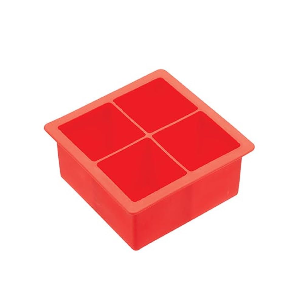 BarCraft Bar Craft Silicone Slow Melt Jumbo Ice Cube Tray, Red