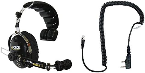 Klein Electronics gFORCE High Noise Headset with PTT Pust-To-Talk, Black, Single Muff, Impact rated earshells, Universal 5-pin cable connector port, Swivel Boom for Left or Right side use, Soft cloth cover for earpad included, K-CORD Required