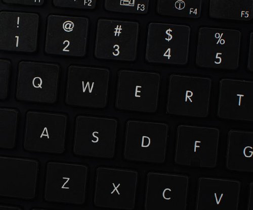 APPLE NS ENGLISH NON-TRANSPARENT KEYBOARD LABELS LAYOUT BLACK OR WHITE BACKGROUND FOR DESKTOP, LAPTOP AND NOTEBOOK (Black Background)