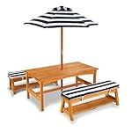 KidKraft Outdoor table and Chair Set with Cushions and Navy Stripes