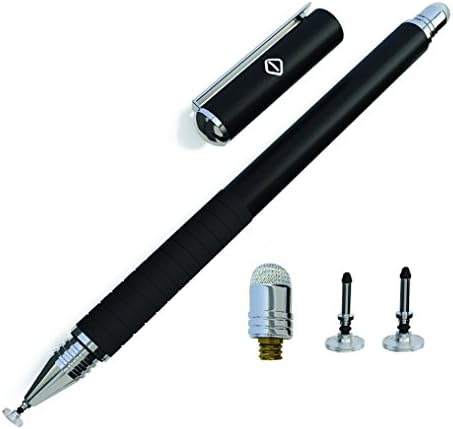 iCrews 2 in 1 Disc Precision Series Stylus/Styli Bundle with 2 Replaceable Disc, 1 Replaceable Fiber Tips Stylus For iPad Pro/Air,Samsumg Glaxy,Tablets, Touch Screen devices (Black)