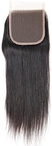 Queen Mary Hair Free Part Straight Lace Closure Unbleached Knots Brazilian Virgin Human Hair Closure Hair Natural Color Free Part (10 Inch Straight)