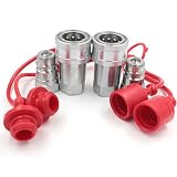 2 Sets of 1/2" NPT Hydraulic Quick Connect Couplings Ball Fitting Female and Male with Dust Caps Compatible Parker 6600 Series