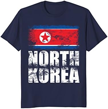 Mens North Korea Flag T-Shirt | North Korean Flag Tee Large Navy