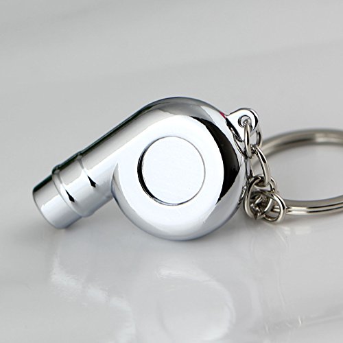 Maycom Creative Spinning New Chrome Polished Silver Turbo Turbocharger Keychain Key Chain Ring Keyring Keyfob,make Whistle Sound - Thumbnail 5