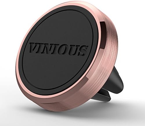 VINIOUS Magnetic Car Mount Holder Cradle with Fast Swift-Snap Technology and Luxury Aluminum Alloy for Smart Phones and Mini Tablets (Rose Gold)