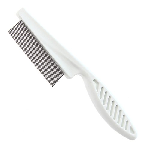 Ennc Pet Grooming Tool Extra Fine Toothed Flea Comb Cat/Dog Stainless Steel Brush Comb -White