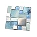 Sea Blue Green Glass Stainless Steel Tile White Kitchen Bath Backsplash Artistic Mosaic TSTMGB028 (1 Sample 6x6 Inches)