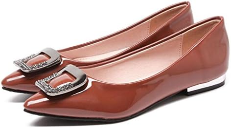 BEATRICE Women's Comfort Light Faux Leather Ballet Shoes Classic Pointy Toe Slip On Flats