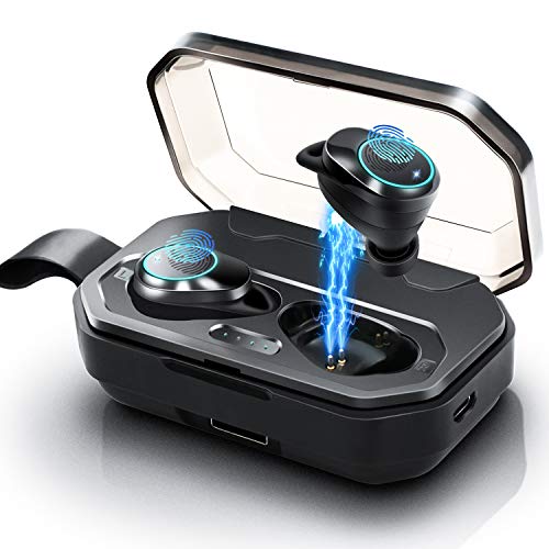 [2019 Update Version] Wireless Earbuds, Jurgen K Latest Bluetooth 5.0 True Wireless Earbuds IPX7 Waterproof Stereo Sound in-Ear Sports Wireless Headphones with 3000mAH Charging Case