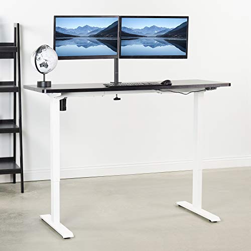 VIVO Electric 60 x 24 inch Stand Up Desk, Black Solid OnePiece Table