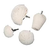 MATCC 4 Pack Polishing Wheel White Flannelette Polishing with 1/4'' Handle for Metal Aluminum,Stainles Steel,Chrome,Jewelry,Wood,Plastic,Ceramic,Glass,etc