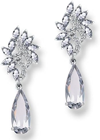 JustForBridal Romantic Angel Wings With Fairy Water Drop Shaped Dangle Earrings