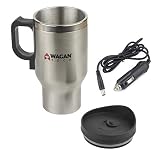 Wagan EL6100 12V Stainless Steel 16 oz Heated Travel Mug with Anti-Spill Lid, 1 Pack