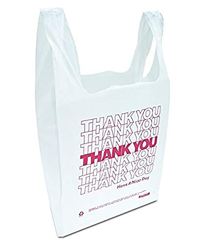 Red Thank You Plastic t-Shirt Bags - 308 pcs/case.