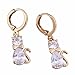 Cute Cat Crystal 18k Gold Plated Earrings Stud Women Jewelry + 925 Sterling Silver Earnuts Gs0131