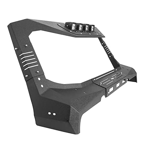 Hooke Road Windshield Frame Cover Roof Sun Visor Cowl Body Armor w/ 4 LED Lights Compatible with