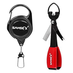 Samsfx Outil De Pêche Rapide Pour Nouer Des Nœuds 9,4 Cm Grande Taille 4 En 1 Mono Line Tondeuse Avec Rétracteur Zinger Combo