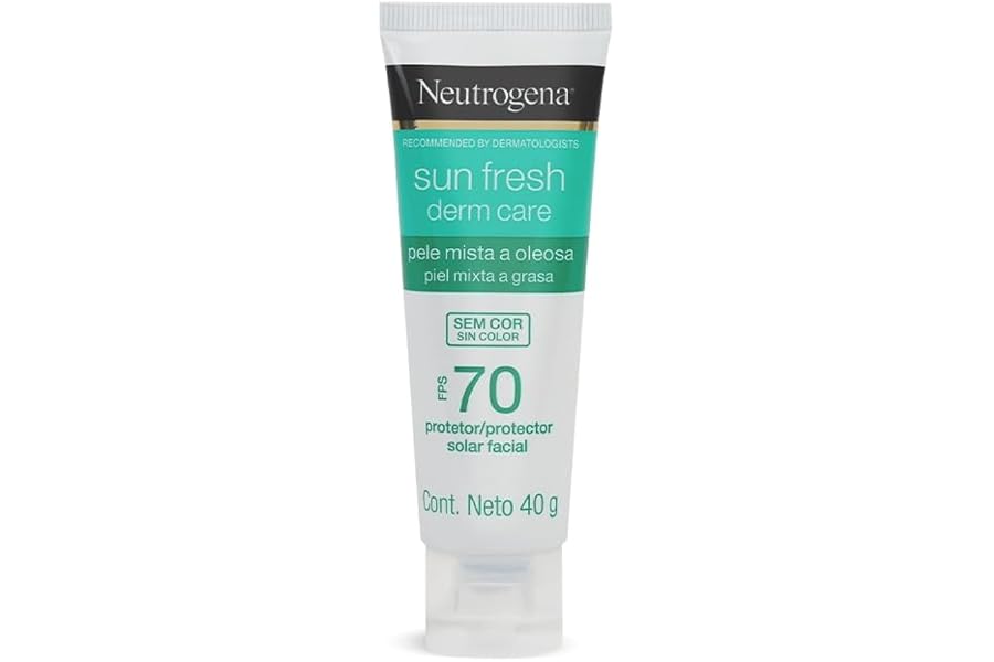 Neutrogena Sun Fresh Protetor Solar Facial Derm Care, Pele Oleosa, Sem Cor, FPS 70, 40g
