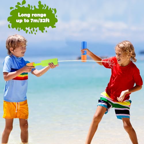 Aottom Pack of 8 Children's Water Pistols, Foam Water Pistols, 15.5 cm Set with 100 Water Bomb Balloons, Spray Gun, Water Colourful for Boys and Girls, Party, Beach, Pool Toy
