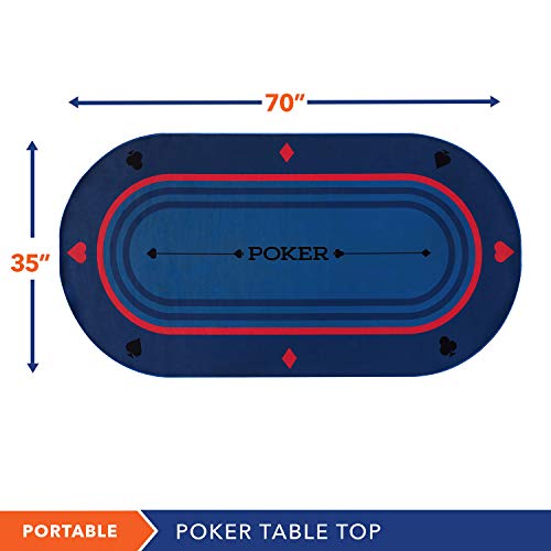 Rally-and-Roar-Poker-Tabletop-Oval-70-x35-Rubber-Foam-with-Carry-Case-Portable-Large-Poker-Table-Cover-with-Non-Slip-Backing-Water-Resistant-Premium-Card-Supplies-and-Casino-Games-for-Adults