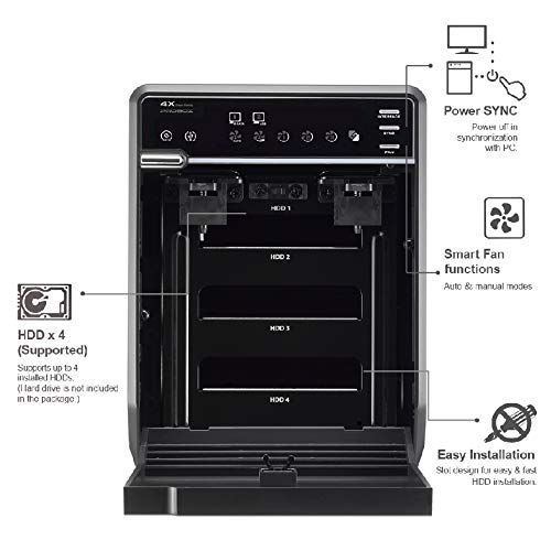 Mediasonic PROBOX 4 Bay 3.5” SATA Hard Drive Enclosure USB 3.0 eSATA