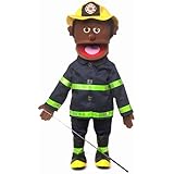 25" Fireman, Black Male, Full Body, Ventriloquist Style Puppet