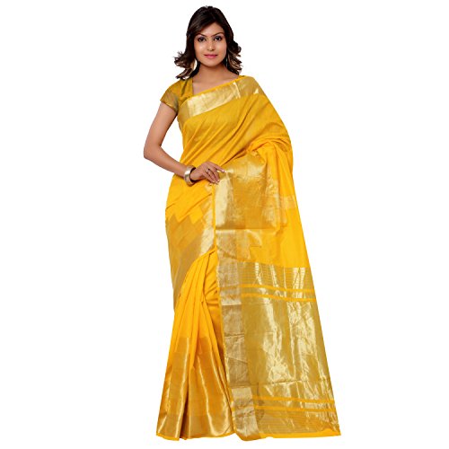Janasya Women's Gold Banarasi Silk Saree