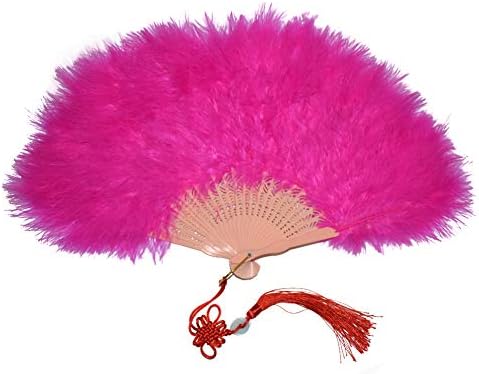 MELADY Natural Dyed Fluff Feather Fan Crafts Costumes Wedding Party Decoration (Rose)