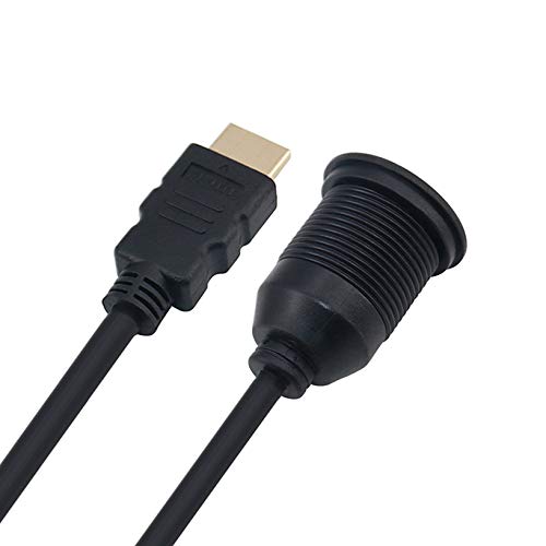 HDMI Panel Flush Mount Cable 6Ft,Tan QY Male to Female Car Mount Flush Extension Cable Truck Boat Motorcycle Dashboard Flush Mount Mounting Panel (6Ft)