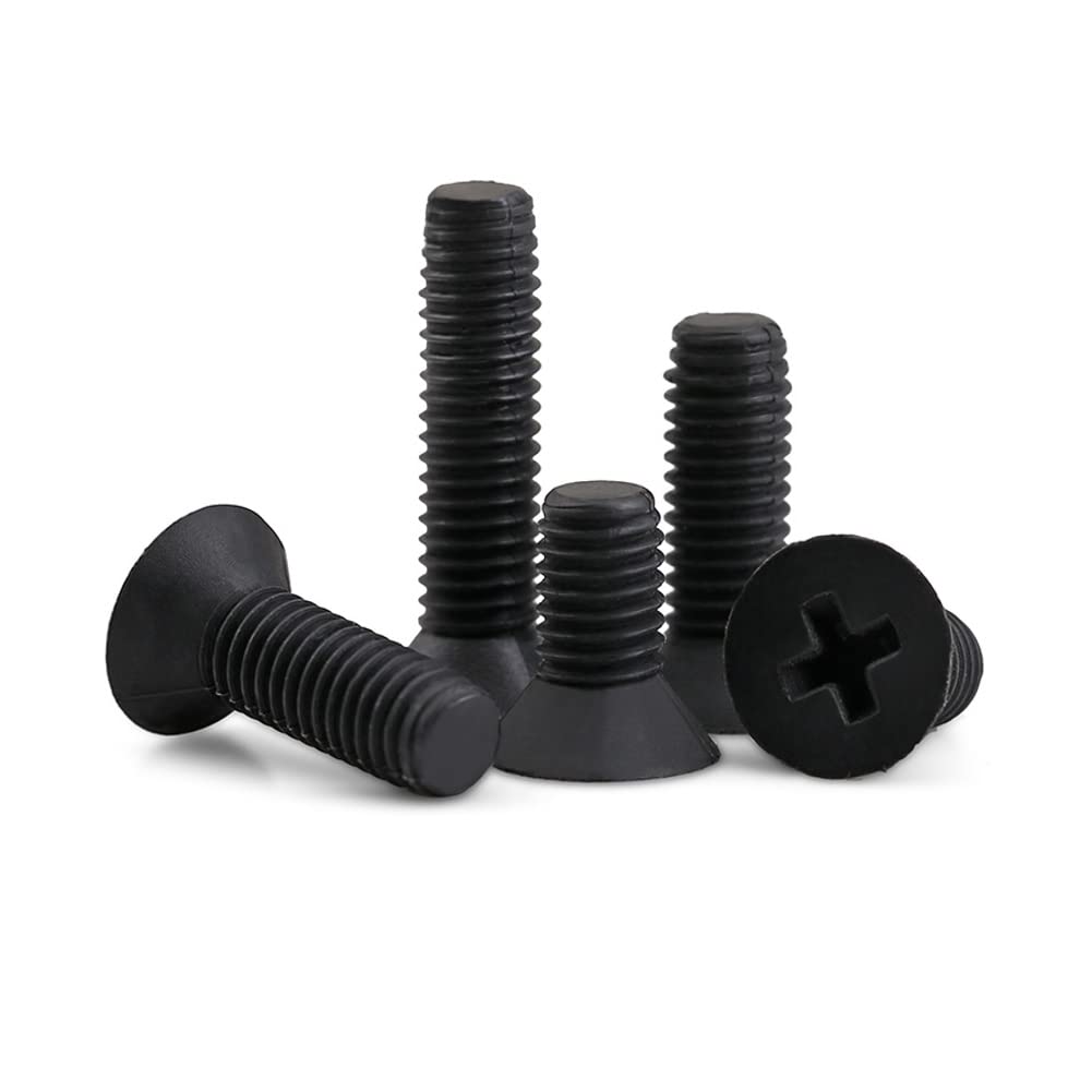 CONPHERON Black Nylon Phillips Cross Flat Head Machine Screws Bolts Insulated Plastic Screws M8x30 mm,20 pcs โ image 1