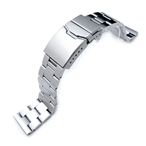 22mm Super Oyster Solid Stainless Steel Straight End Watch Band, Brushed, Button Chamfer