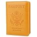 GDTK Leather Passport Holder Cover Case RFID Blocking Travel Wallet (Orange)