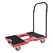 SNAP-LOC, Heavy Duty Push Cart Moving Dolly 4 Wheels, 1,500 lb with Push Bars, 4 Inch Casters, Dollies for Moving Cargo, E Strap Attachment Included, Red