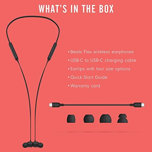 Beats Flex Wireless Earphones – Apple W1 Headphone Chip, Magnetic Earbuds, Class 1 Bluetooth, 12 Hours of Listening Time - Black (Latest Model)