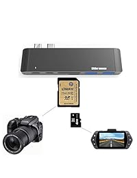 Concentrador C USB, 6 en 1 Adaptador USB C premium con puerto de carga tipo C, Thunderbolt 3 de 40 Gb, Lector de tarjetas SD   Micro SD, 2 puertos USB 3.0 para MacBook Pro 2017 2018 y más dispositivos USB C, gris ( Plata)