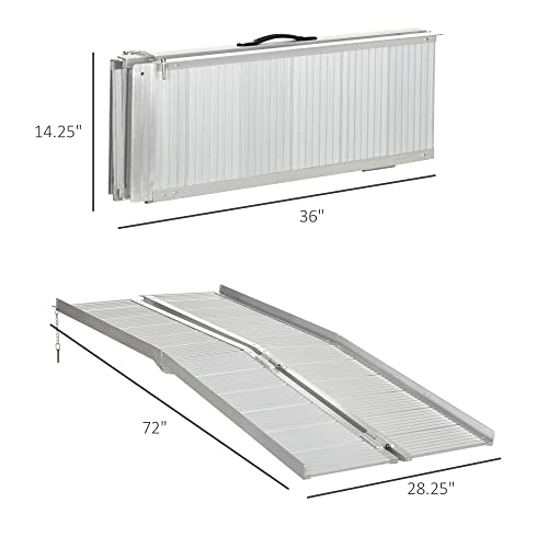 Wheelchair Ramp 6FT, Folding Aluminum Threshold Ramp with Non