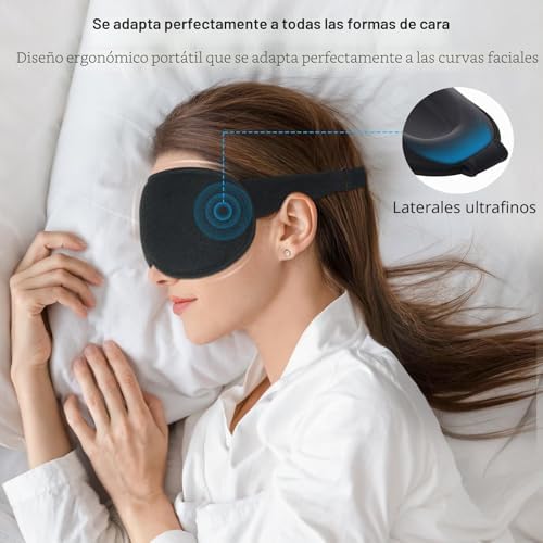 Máscara de Sono Gritin para Mulheres e Homens, Máscara de Sono Anti-Luz Sem Pressão Ocular - Design Ergonómico 3D para Pestanas e Movimentos Oculares, Ultrasoft & Máscara de Sono Confortável