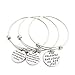 MIKINI Set of 3 Womens Silver Plated Stainless Steel Metal Bracelets Engraved Message Motivational Inspirational Words Round Charm Pendant Expandable Bracelets