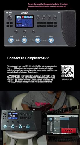 M-VAVE MK-300 Modelador de Amp e Efeitos para Guitarra/Baixo com Looper, Drum Machine, Bluetooth, 11 Módulos, 160 Presets, Pedal de Expressão, USB-C, Ideal para Estúdio e Palco